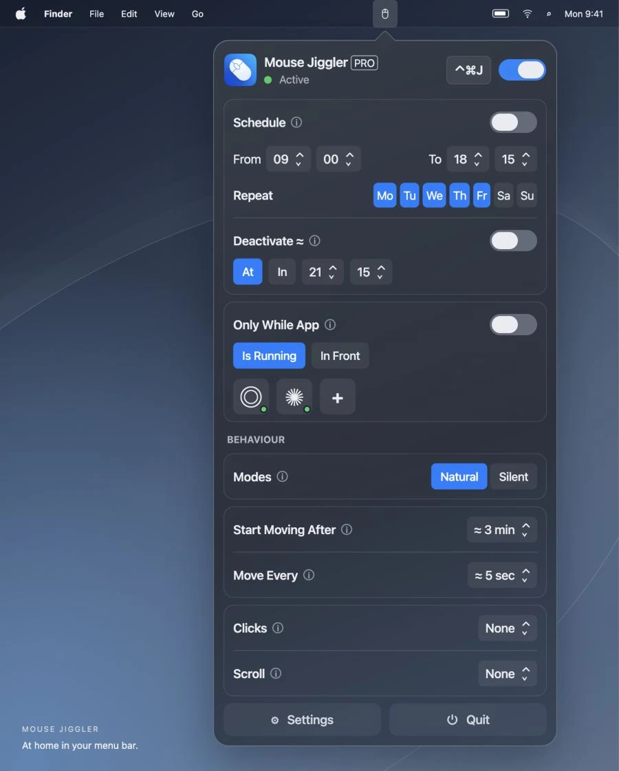 Mouse Jiggler movement interface recreation based on version 3.1